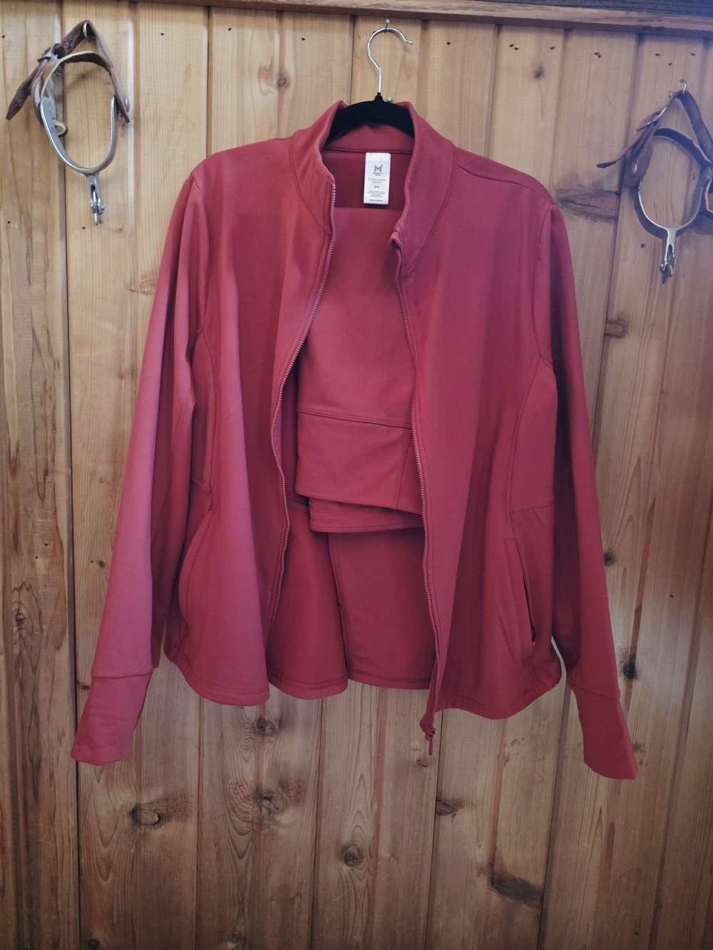 Women's Zip-Front Rust Red Jacket and Leggings Set NWOT